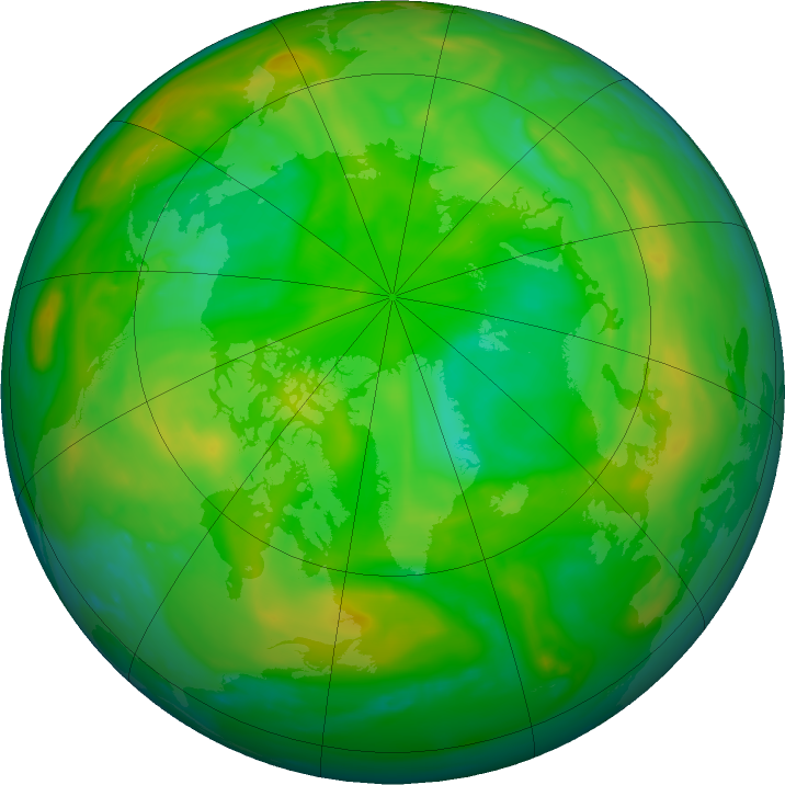 Arctic ozone map for 08 July 2019